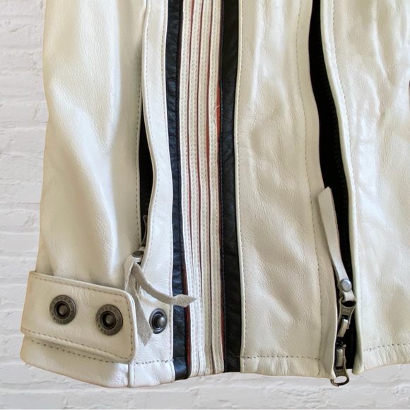 HARLEY-DAVIDSON White and Black Leather Jacket - size Medium - Picture 7 of 14